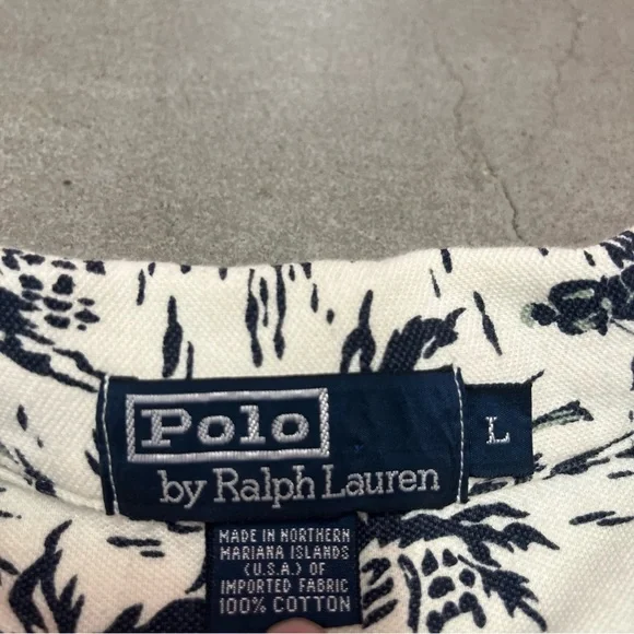 Vintage Polo Ralph Lauren palm tree print polo shirt 90s - Picture 2 of 4
